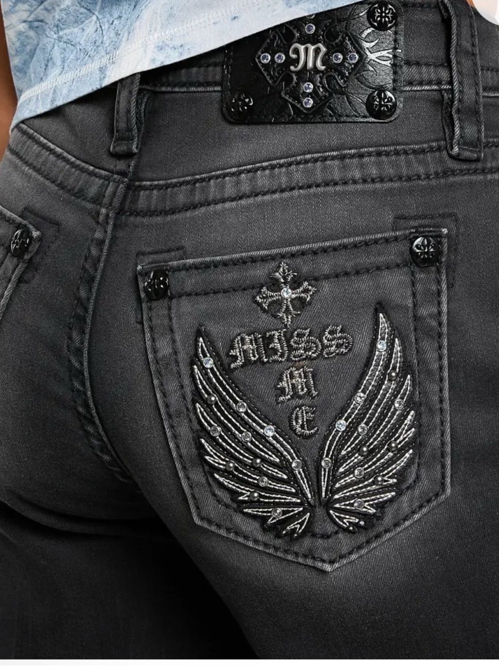 Miss Me Raveena Wing Slim Wide Jeans